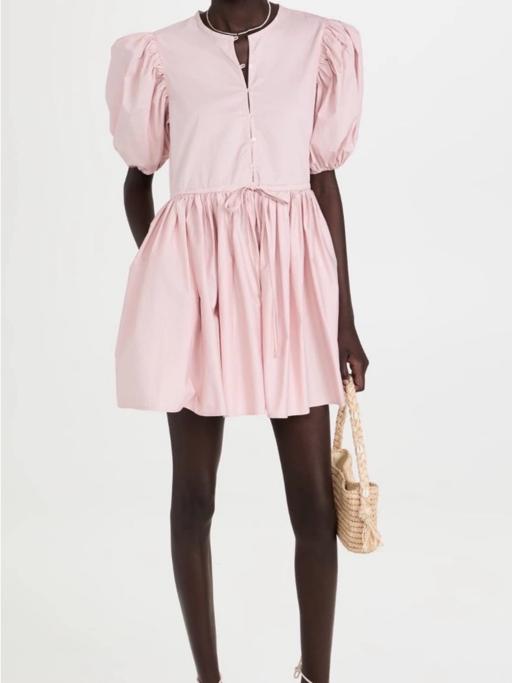 XiRENA Puff-Sleeve Mini Dress in Light Pink